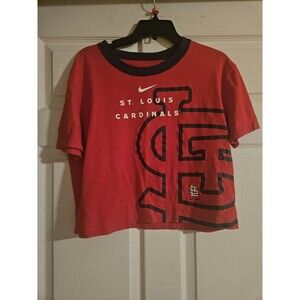 Nike St Louis Cardinals Womens Red First Short Sleeve T-Shirt Cropped Medium STL